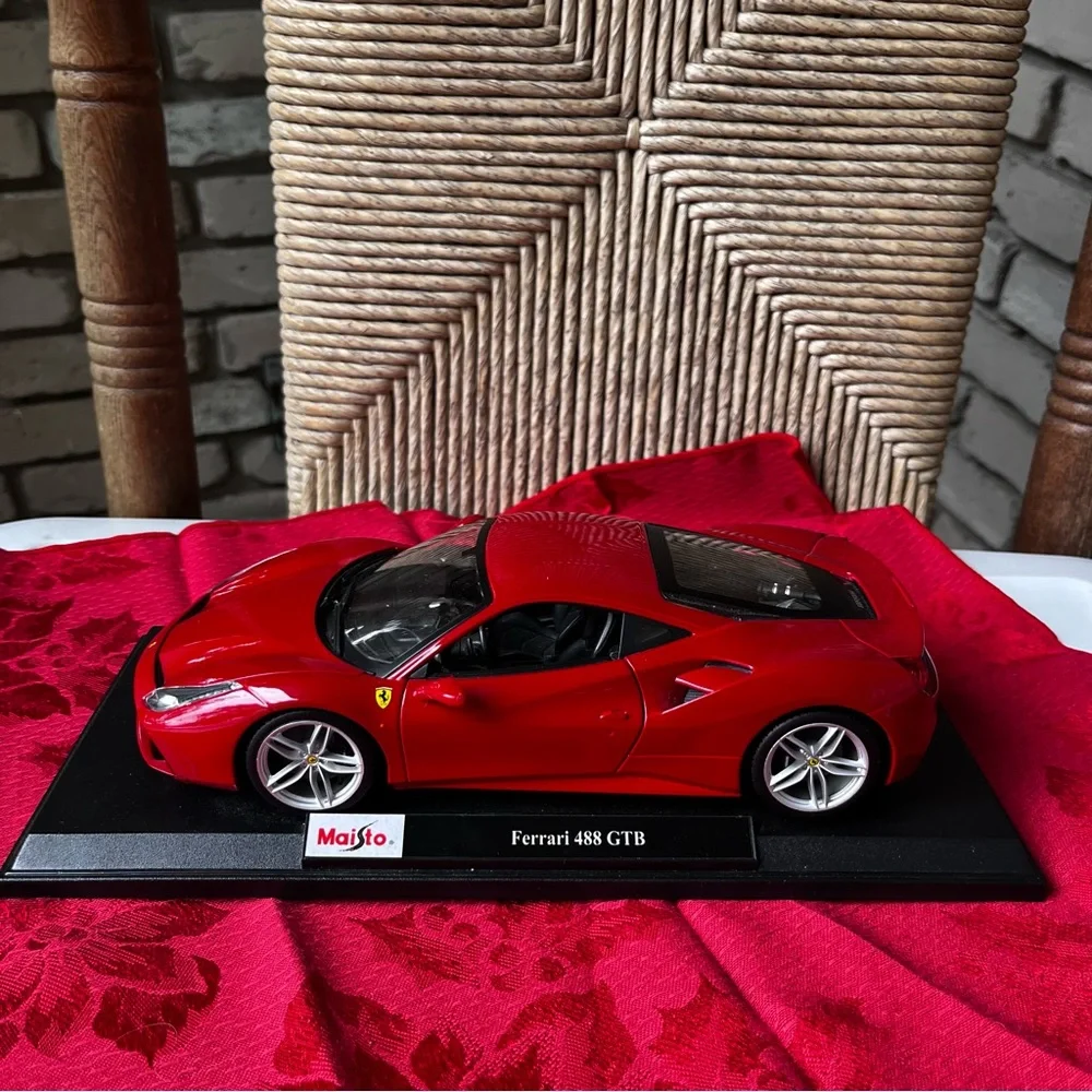 Maisto Ferrari 488 GTB Diecast Model attached on stand. - Picture 2 of 8